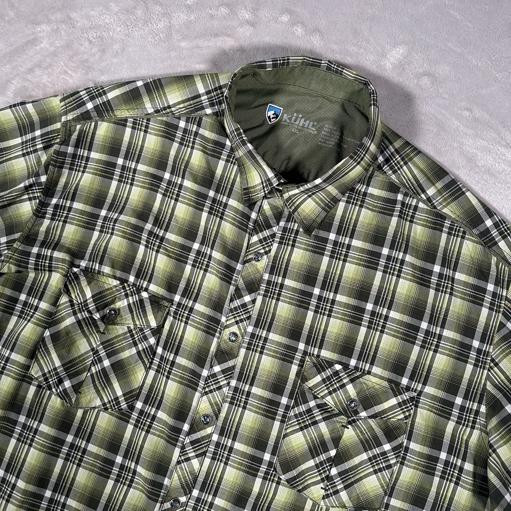Kuhl Eluxur Pearl Snap Shirt Men 2XL Multi Check Plaid Western Outdoors Stretch